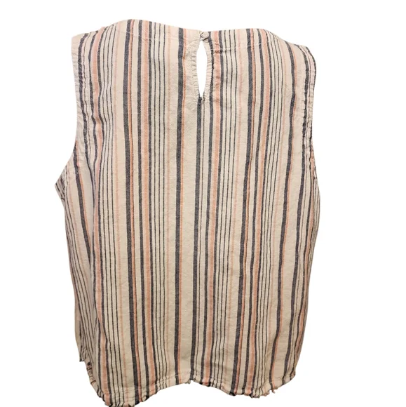 Liz Claiborne XXL Sleeveless Striped Top 55% Linen 45% Cotton - Picture 2 of 6